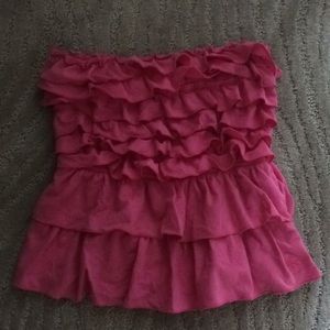 Pink ruffle top